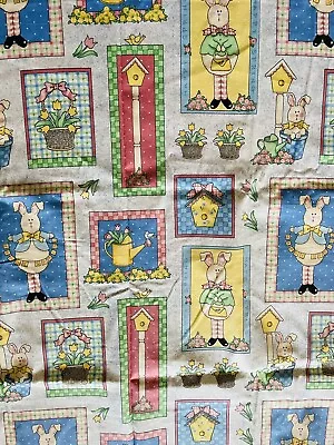 Vintage Daisy Kingdom Happy Spring Patch Easter Cotton Fabric 4 Yards • $70