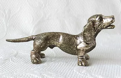 PEWTER DACHSHUND DOG FIGURINE / SCULPTURE – STANDING - LENGTH 15.5cm – HEAVY • £19.99