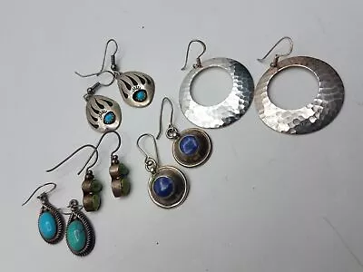 925 Silver Lapis Lazuli & Turquoise Earring Lot • $18.50