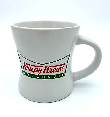 Krispy Kreme Doughnuts 14oz. White Cup Mug Heavy Diner Style Raised Logo • $13.95