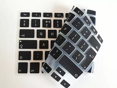 UK EU Keyboard Skin Cover For Apple MacBook PRO 15 A1398 (Retina) Clear & Black • £2.95