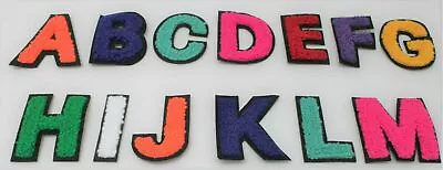 $5.99 • Buy 2 Inch Chenille Letter, Iron-On, Many Colors, Black Background