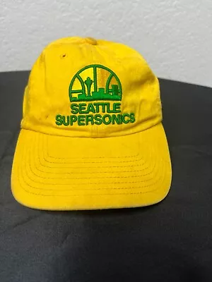 47 Brand Seattle Super Sonics Hat Cap Fitted Yellow Small Spell Out NBA • $18