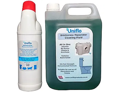Uniflo Macerator Descaler Cleaner 1x Uniproclean 1x Unicleanse For Toilet Pumps. • £21.60
