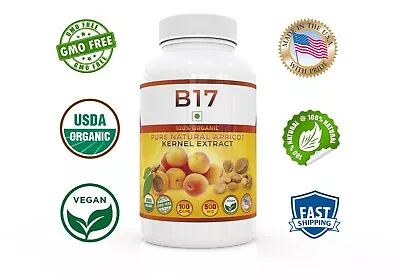 Organic Vitamin B 17 Apricot Seed Kernel Bitter 500mg/100 Capsules Extract USA • $23.49