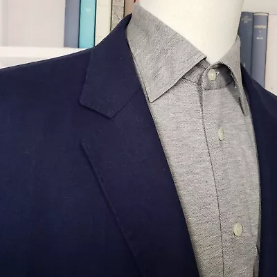 Tailorbyrd Blazer Men 48L Linen & Rayon Blue Two Button Double Vented Sport Coat • $39.99