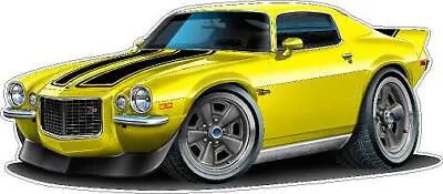 Cartoon Car Wall Decal 1970-73 Camaro Z-28 350 LT-1 Yellow & Black Boys Room Art • $25.99