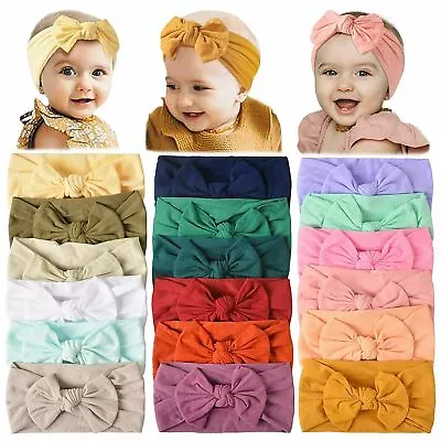 $1.99 • Buy Baby Girl Infant Toddler Bow Hairband Headband Turban Big Knot Head Wrap Soft