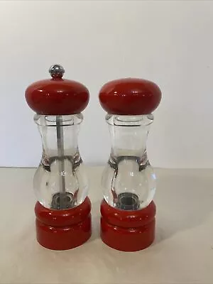 Vintage Olde Thompson Red Lucite Acrylic Salt Shaker & Pepper Mill • $21.50