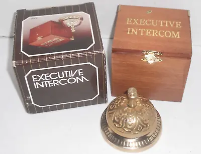 New Vintage Executive Intercom Ornate Brass Bell Hotel Desk Service W/Wooden Box • $17.99