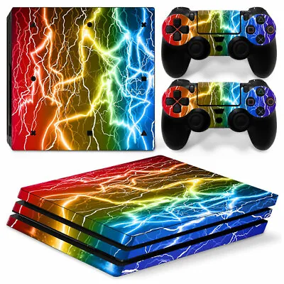 $10.22 • Buy Colorful Lightning  Wrap Skin Sticker For Sony PS4 PRO Controller &2 Controllers