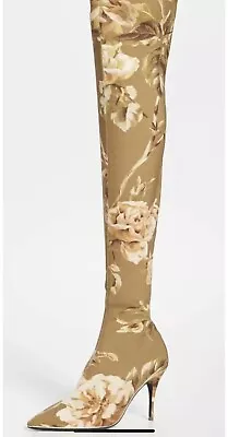 Zimmermann Over The Knee Zip Lycra Boots 36 Butterscotch Rose Floral $1150 MSRP • $900