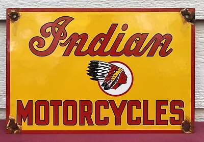 Vintage Indian Motorcycles 12” Porcelain Sign Parts Chief Dealer Motor Oil • $29.99