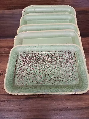 Set Of 6 Green Vintage Metal 6.5  X 4.5  Trays • $19