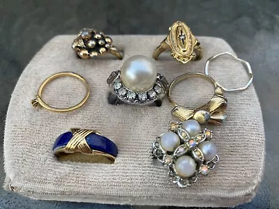 VTG Ring Lot AVON SARAH COV Jewelry With Wear/Damage See Pics Junk Drawer Pearl • $23.99