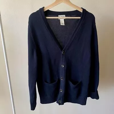 Vintage LL BEAN Navy Blue Cardigan Knit Sweater Adult Unisex Small Longsleeve  • $20