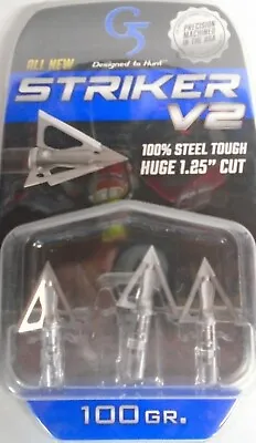 @NEW@ 1- 3pk. G5 Striker V2 100 Broadheads! 1 1/4  Diameter Fixed Blade 1802 • $38.88