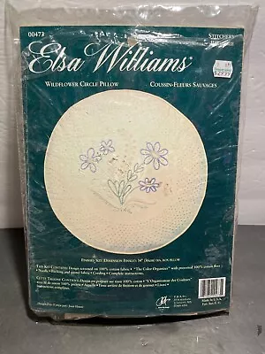 Vtg Elsa Williams Round Wildflower Circle Pillow Embroidery Kit MISSING NEEDLE • $10.20