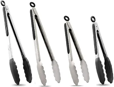 Hotec Kitchen Tongs For Cooking With Locking Set Of 4-- Set Of 2 • $7.99