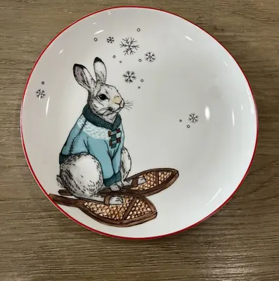 West Elm Rachel Kozlowski Dapper Hare Animal Christmas Holiday 8.5  Plate Rabbit • $20