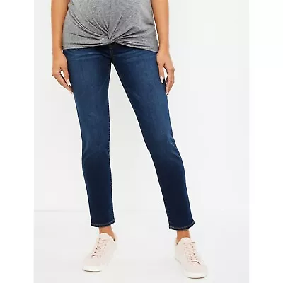 Motherhood Maternity Belly Fit Jeans Indigo Blue Skinny Leg Size L NWT • $34.99