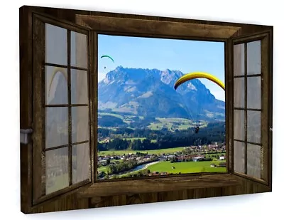 Window 3d Effect Landscape Scene Canvas Picture Print Wall Art D49 • £18