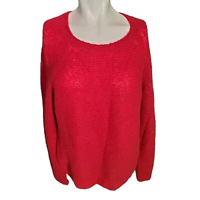 Max Mara Sweater Vintage Cashmere Silk Scoop Neck Textured Sweater Red Sz M • $49.99