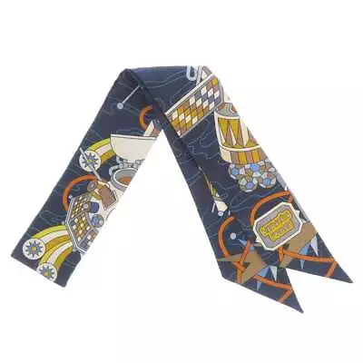 HERMES Twilly Scarf Odyssey Scarf Odyssey Silk100% Marine/Gold/Ciel • $180