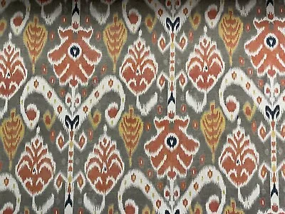Buketan Ikat Terracotta Linen 280cm Double Width Curtain Blind Upholstery Fabric • £2.99