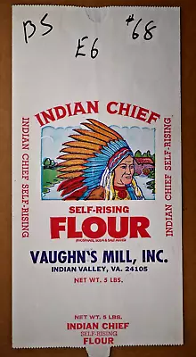 Vintage Sack Paper Bags - INDIAN CHIEF FLOUR VAUGHN'S MILL INDIAN VALLEY VA 99 • $15