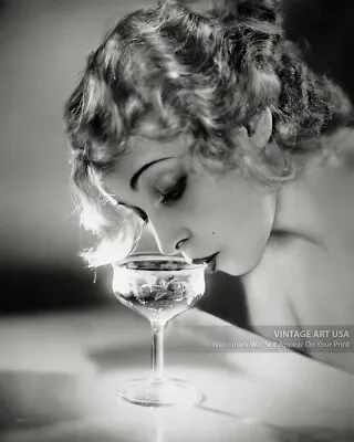 Vintage 1920s Woman Sipping Champagne Photo - Manassé Studio - Roaring 20s Era • $11.95