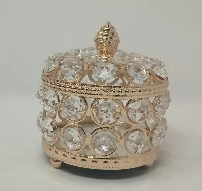 Crystal Jewelry Trinket Box Sparkling Crystal Design With Mirror On Bottom  • $22