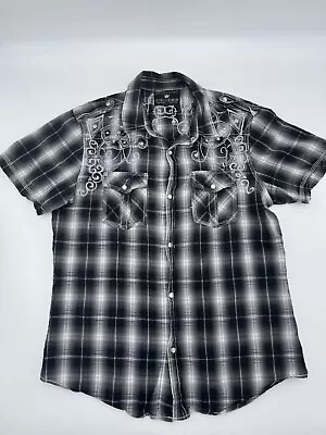 Pop Icon Clothing Button Up Shirt Men's Large Western Pearl Snap Short Sleeve • $11.99