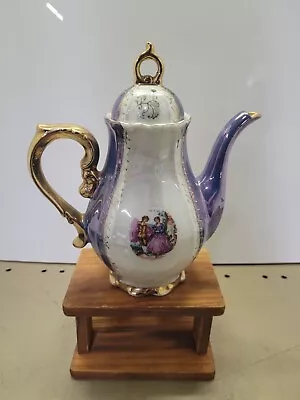 Vintage Victorian Inspired Lusterware Gold 7.5  Teapot Music Box. No Chips • $34.98