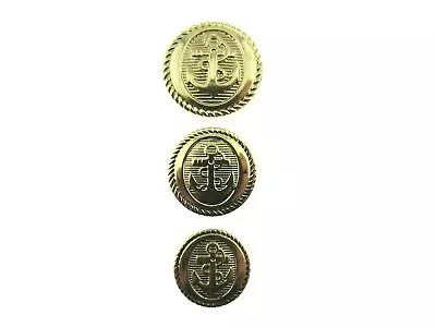 Anchor Military Blazer Buttons - Gold - Plastic - Sew On Shank 15mm 18mm 21mm FS • £3.29