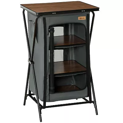 Outsunny Camping Cupboard Aluminium Foldable Kitchen Station W/ Carrying Bag • £49.99