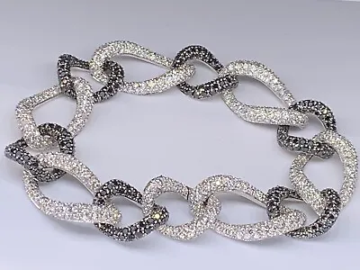 SALAVETTI 9ctw+ Black And White Diamond Link Bracelet In 18k White Gold • $9999