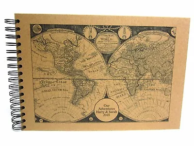 Personalised Map Scrapbook A5 A4 Travel Journal Photo Album Guestbook Gift • £8.99