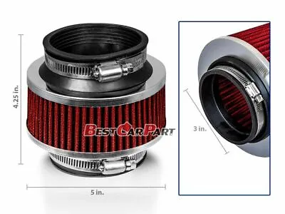 3  Inches Cold Air Intake Bypass Valve Filter 76mm RED Acura/Honda • $15.99