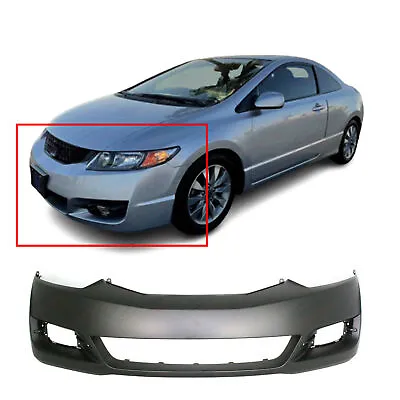 Primed Front Bumper Cover Fascia For 2009 2010 2011 Honda Civic Coupe 09-11 • $105.21