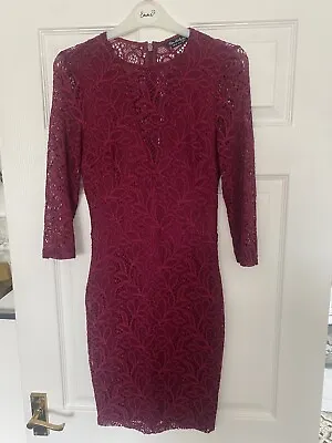 Miss Selfridge Burgundy Red Lace Mini Dress Size 8 (C57) • $3.33