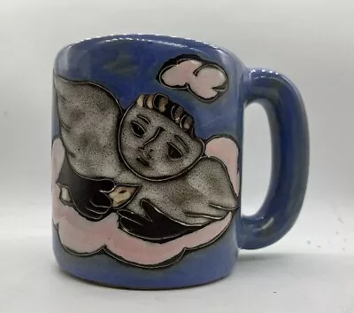 Mara Mexico Mug Angels Cherubs Handmade Pottery Beautiful Blue Heavy Well Made • $12.99