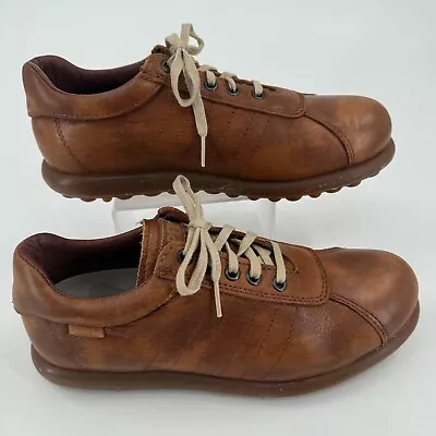 Camper Pelotas Ariel WOMENS Brown Leather Lace Up Round Toe Casual Shoes SIZE 40 • £67.53