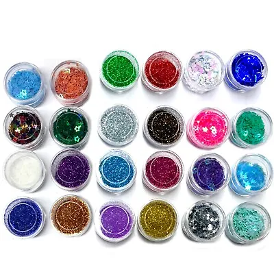 8x Mini Pots Of Multi Colour Glitters & Sequins For Shaker Cards & Crafts  • £2.99