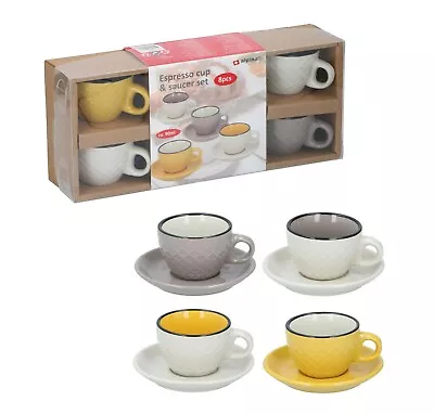 £14.99 • Buy Espresso Cups & Saucers Serving Set Of 4 Ceramic Coffee Shot Mugs Mini 8PC 90ml