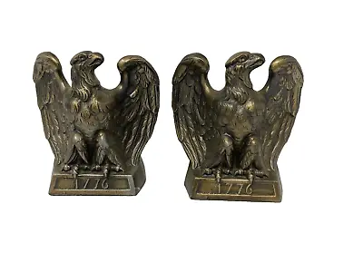 Vtg 60s Mid Century Colonial Virginia Patriotic Brass Eagle Bookends Pair Patina • $144.89