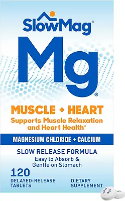 Slowmag Mg Muscle + Heart Magnesium Chloride With Calcium Supplement 120 Count • $25.90