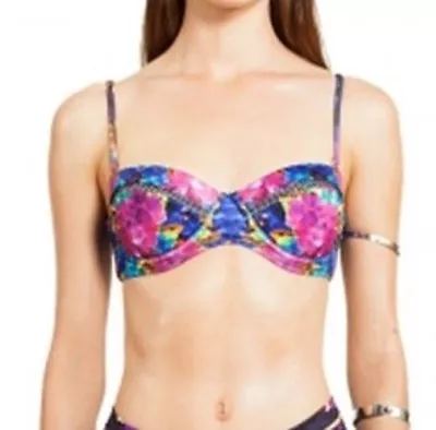 NEW 6 Shore Road Padded Warrior Blue Floral Chloe Bikini Top Small S • $12.99