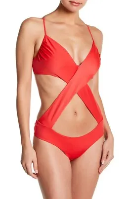 A Che' Bella Front Crisscross One-Piece Red Swimsuit Size Small 19548 • $87.10