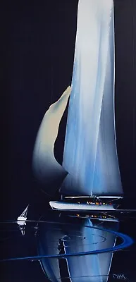 £2000 • Buy Duncan Macgregor -sailing/mooring- Boat Seascape, Large Acrylic Painting, Signed